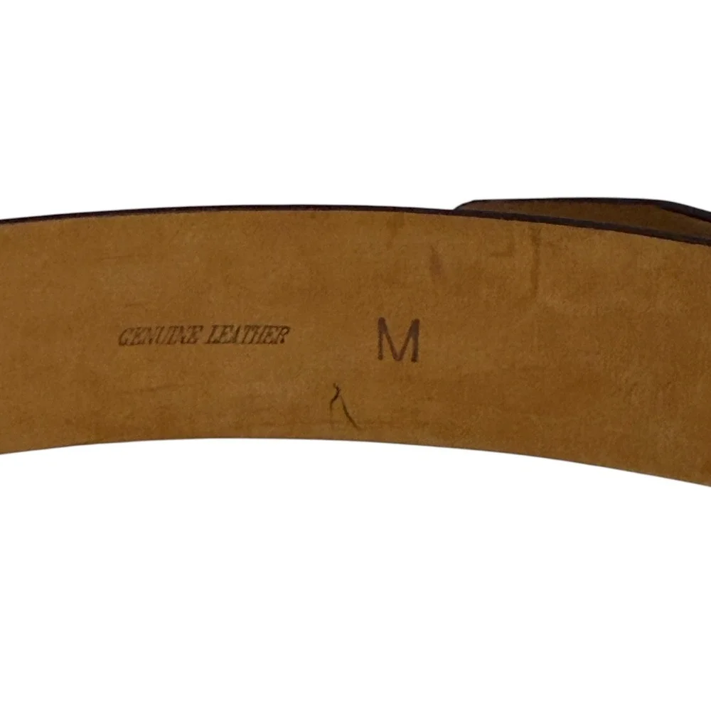 Saks‎ Fifth Avenue Leather Belt Womens Medium Brown Excellent Made in Italy Wide